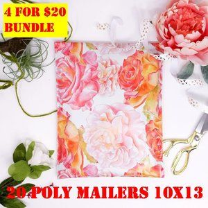 20 Pack 10x13 Poly Mailers Watercolor Blossoms Bag